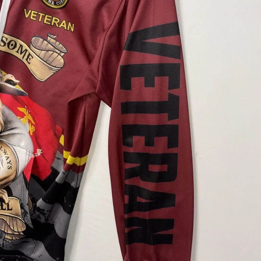 GEARVET US Marine Veteran Hoodie NWOT zip up 2 pockets men’s size S. - Picture 5 of 9